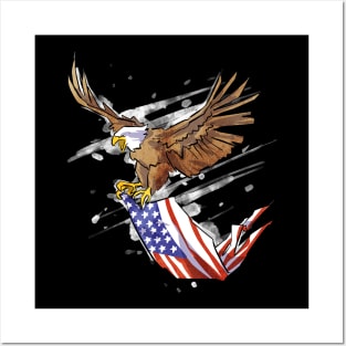 Eagle and US Flag Graphic Posters and Art